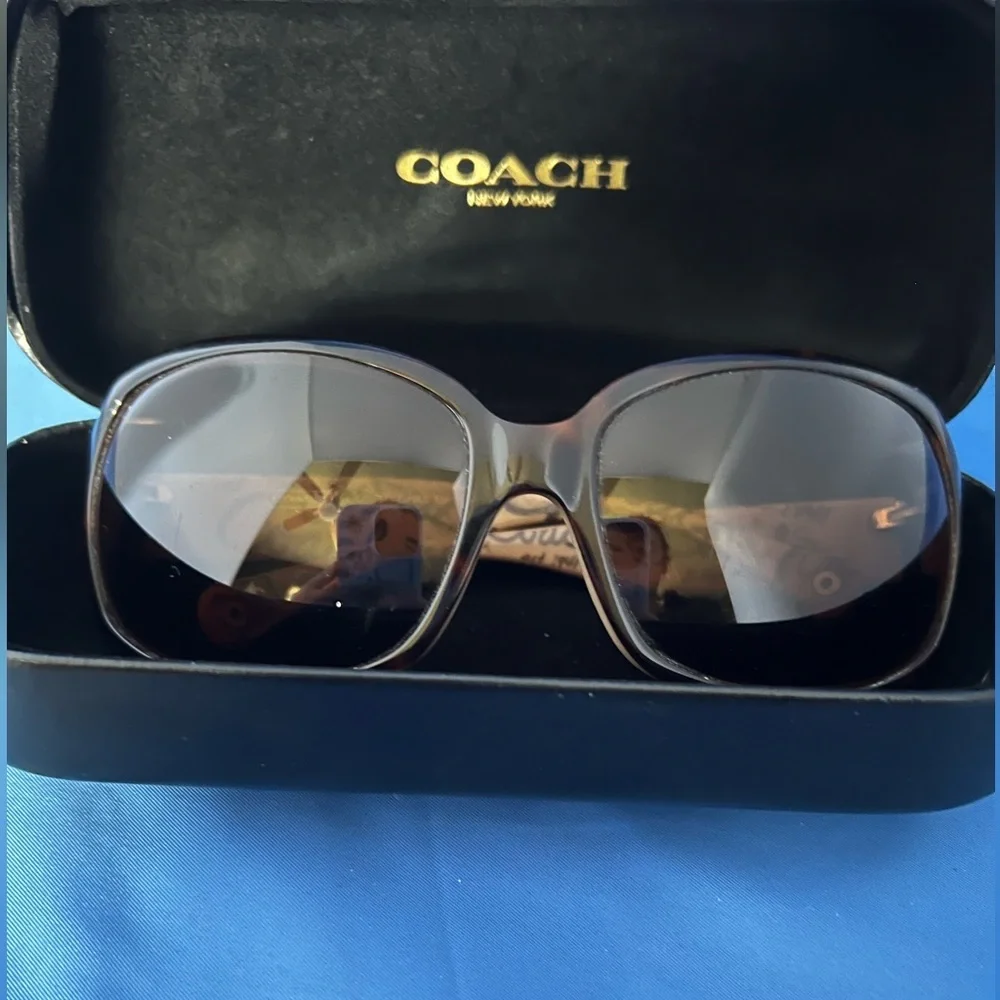 Coach Black Sunglasses with Gold Detail - Picture 1 of 8